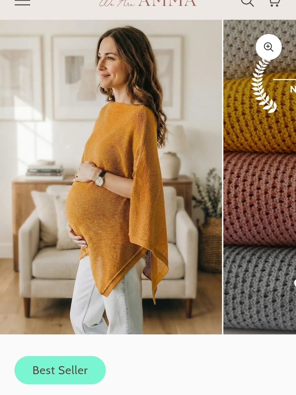 We Are Amma Maternity Poncho Sweater - Mustard